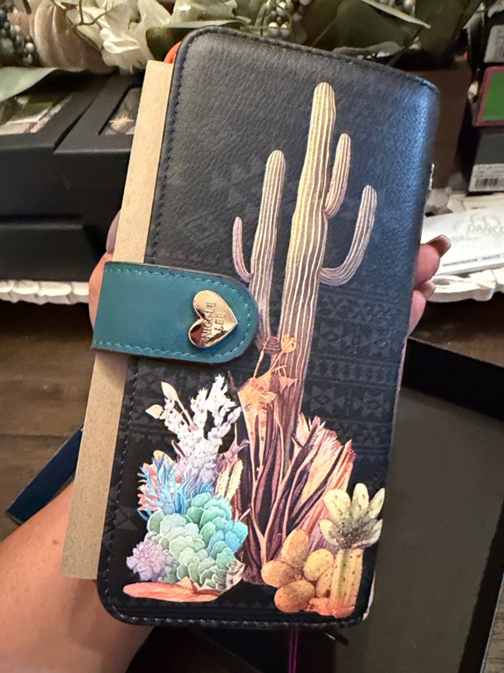 Nicole Lee Black Wallet with Pink Cowgirl Illustration - Picture 3 of 7